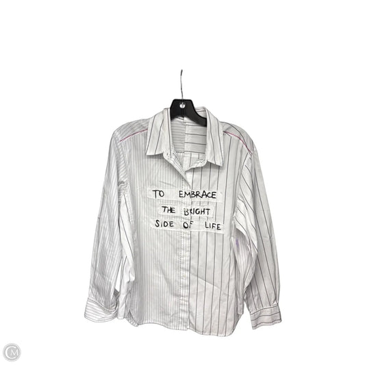 Top Long Sleeve By Desigual In Black & White, Size: L