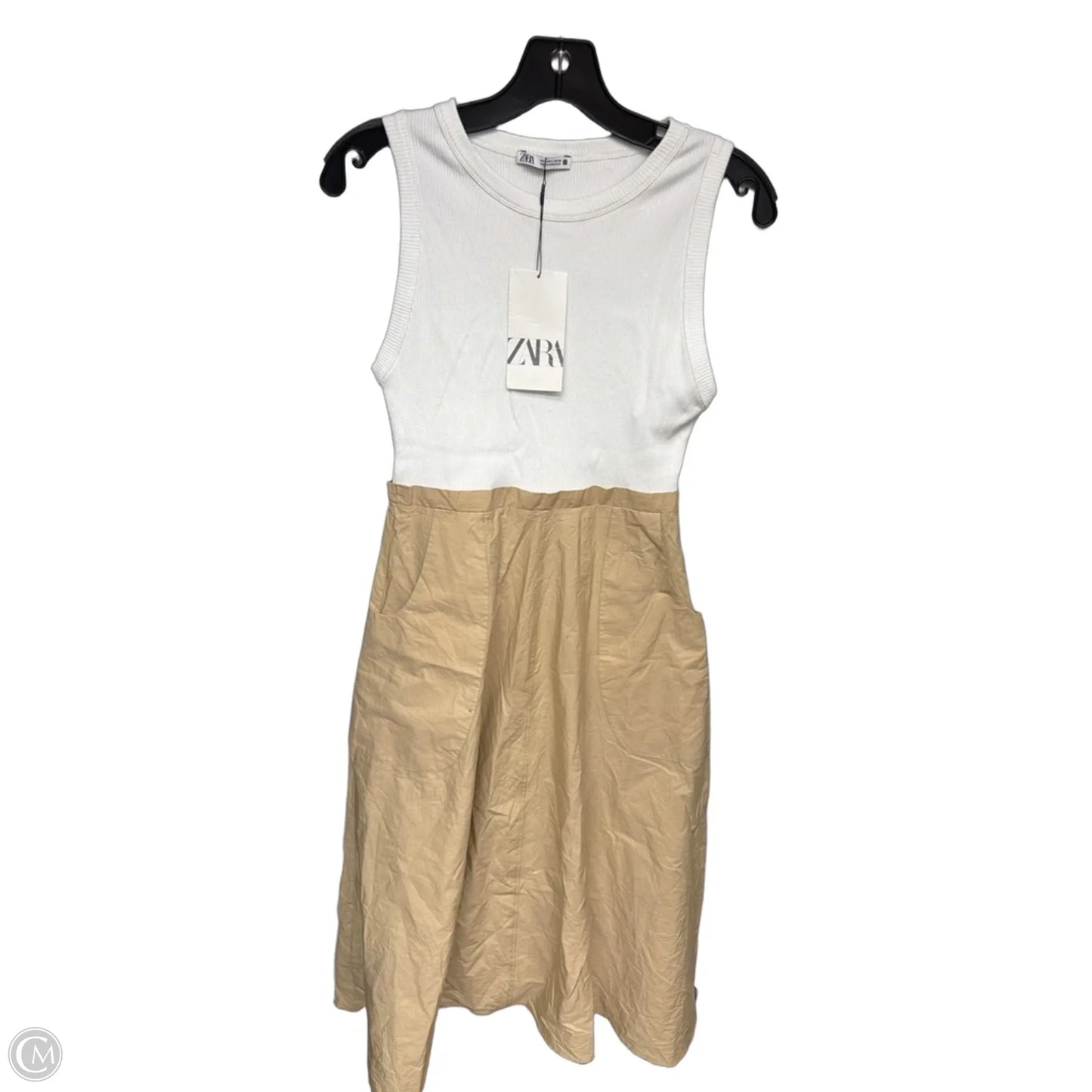 Dress Casual Maxi By Zara In Tan & White, Size: S