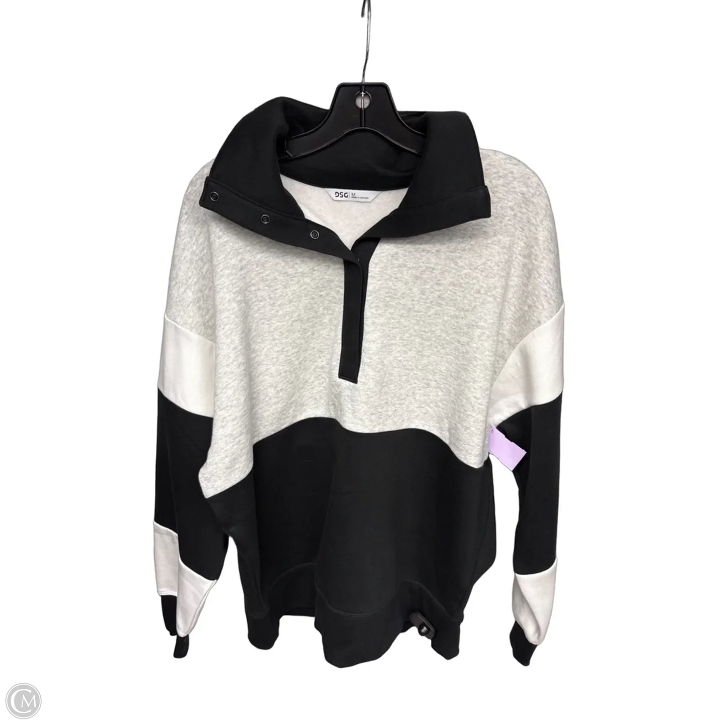 Athletic Sweatshirt Collar By Dsg Outerwear In Black & Grey, Size: M