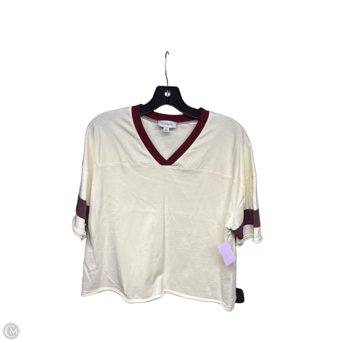 Top Short Sleeve By Evereve In Cream & Red, Size: S