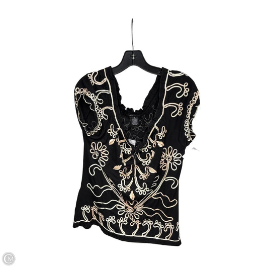 Top Short Sleeve By Clothes Mentor In Black & Gold, Size: M
