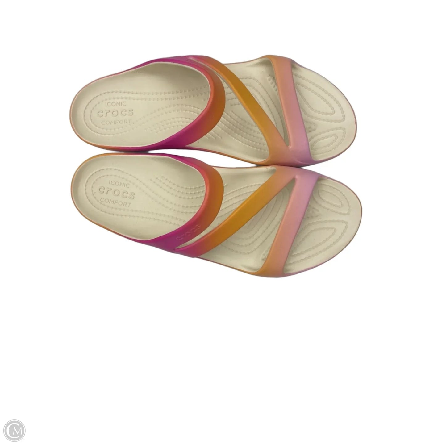 Sandals Flats By Crocs In Orange & Pink, Size: 11