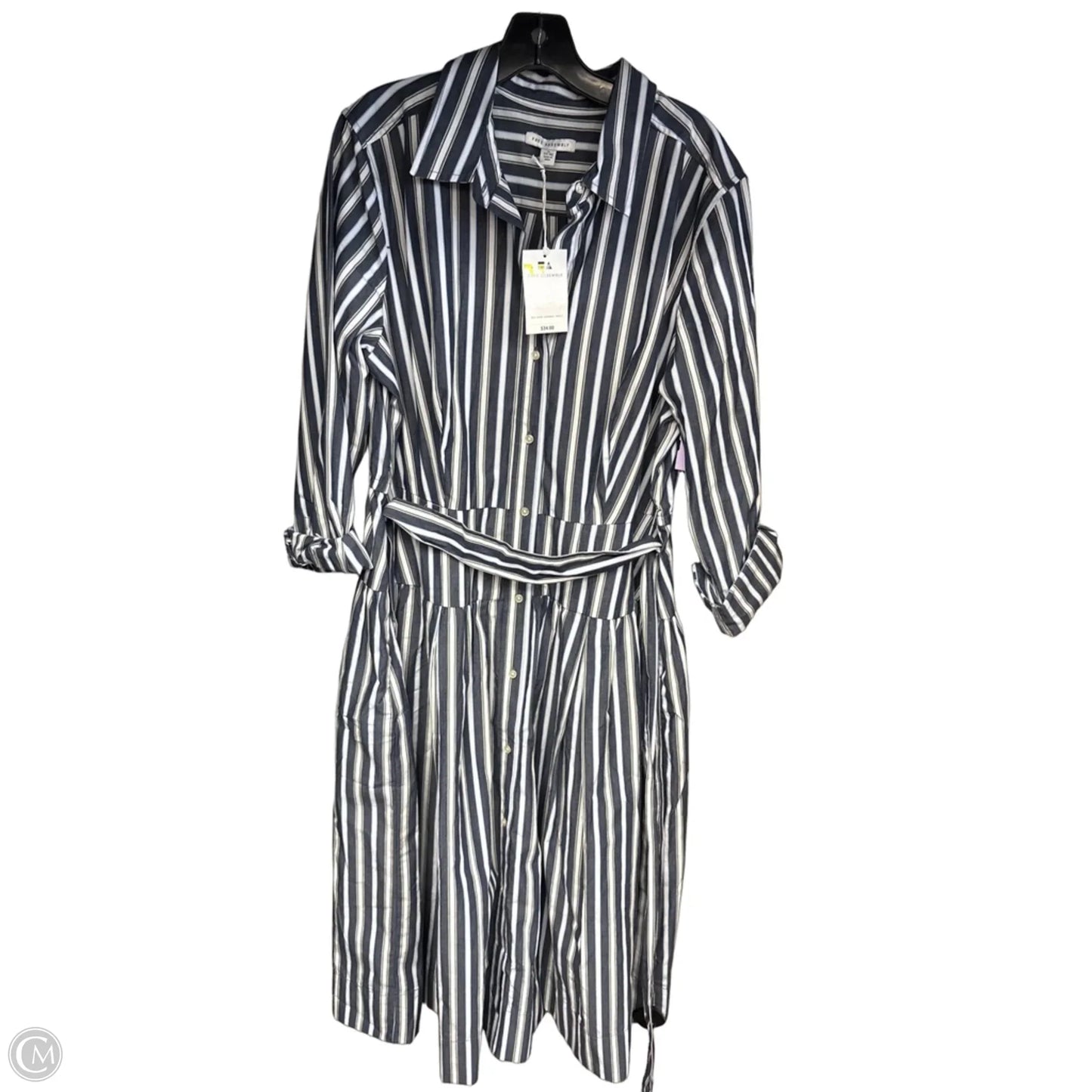 Dress Casual Maxi By Free Assembly In Blue & White, Size: Xl