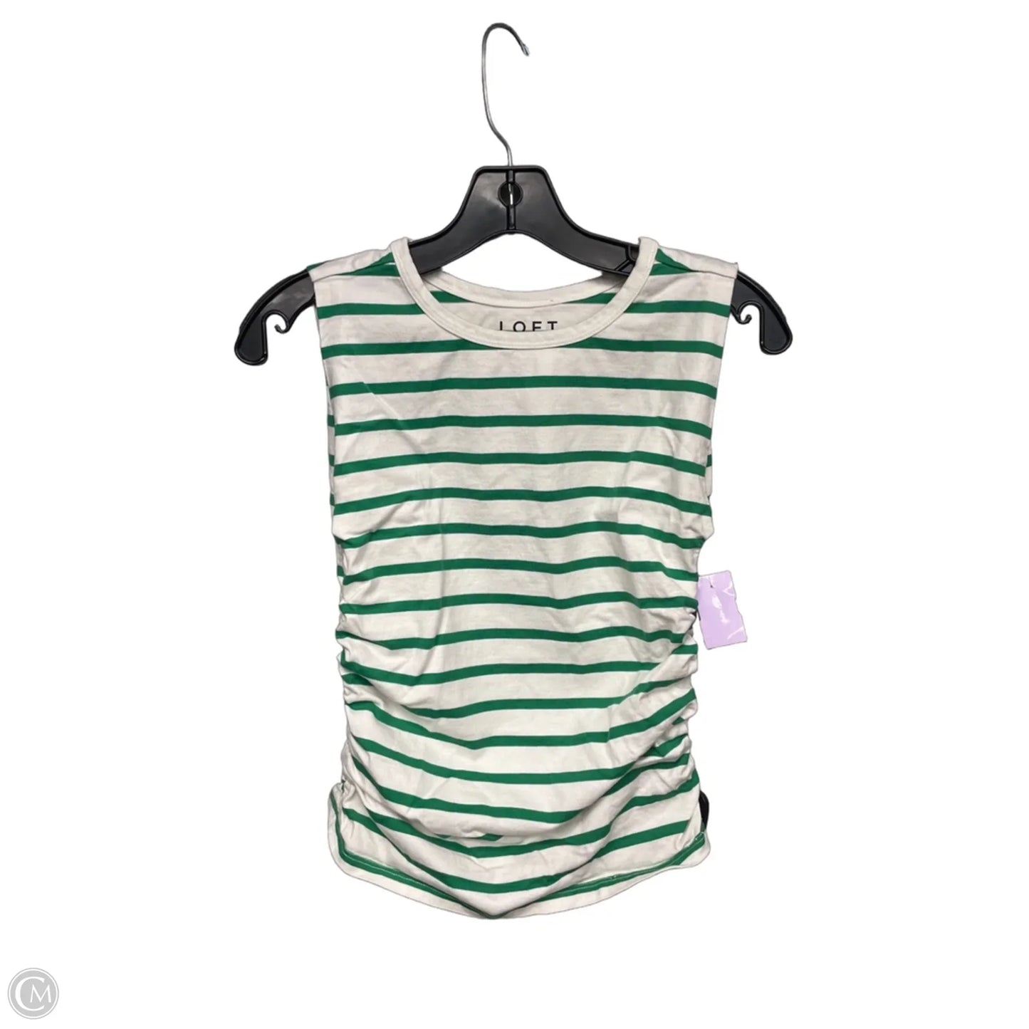 Top Short Sleeve By Loft In Green & White, Size: S