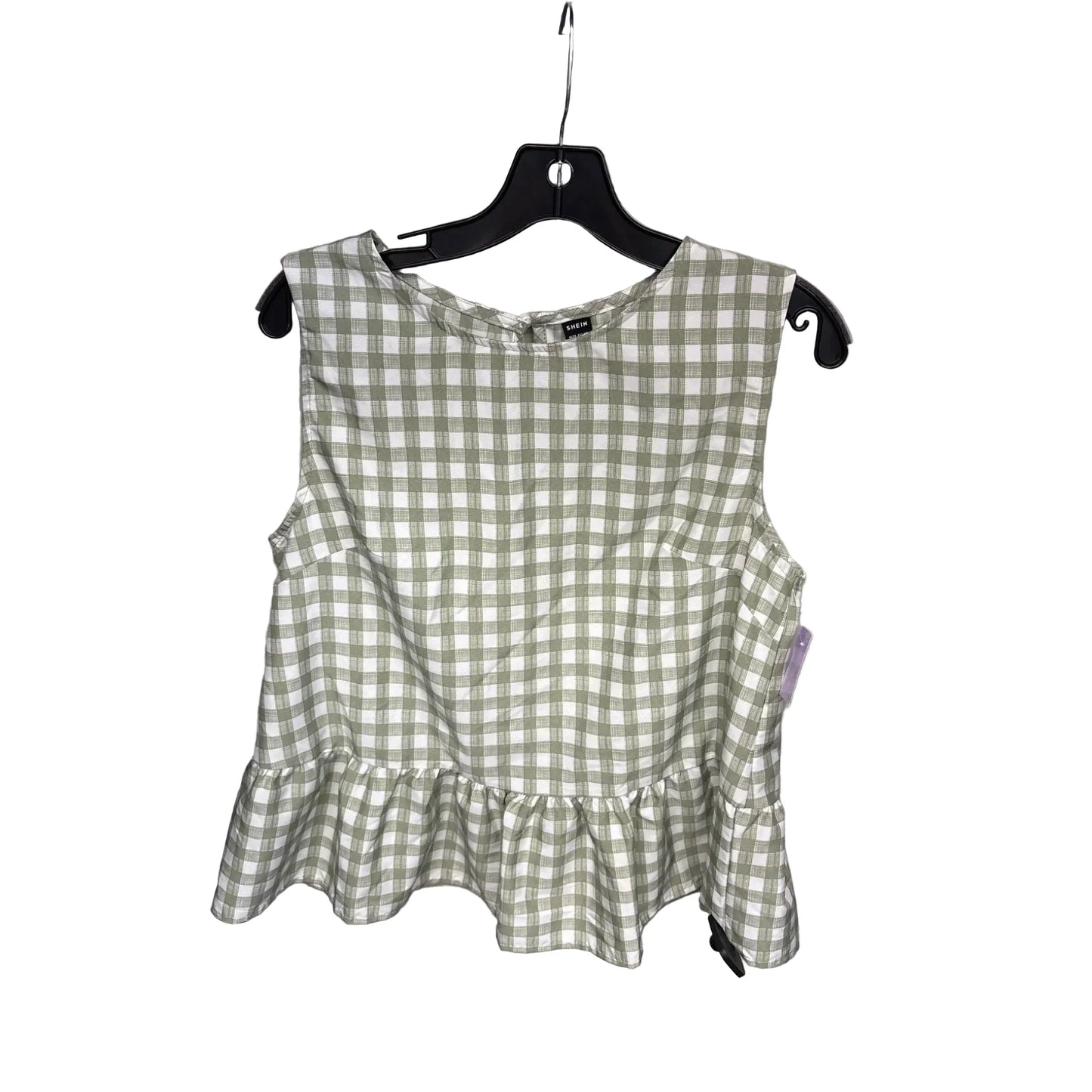 Top Sleeveless By Shein In Green & White, Size: L