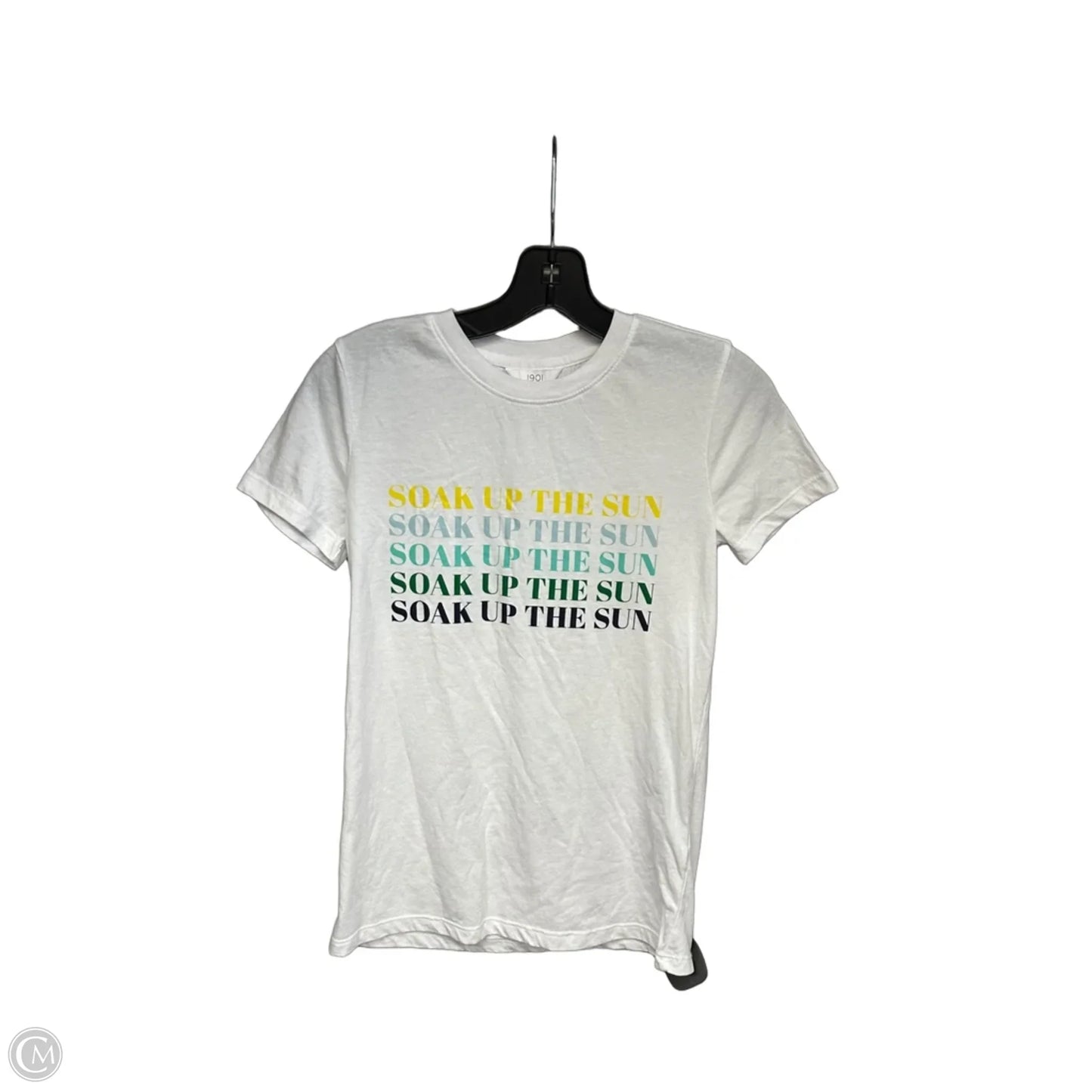 Top Short Sleeve Basic By 1901 In White & Yellow, Size: Xs