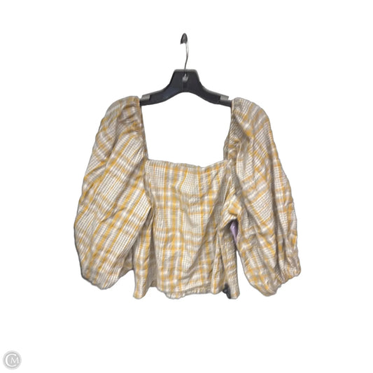 Top Short Sleeve By Maeve In Grey & Yellow, Size: Xl