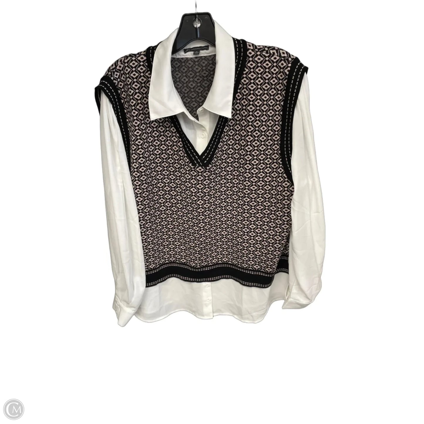 Sweater By Adrianna Papell In Black & White, Size: Xl