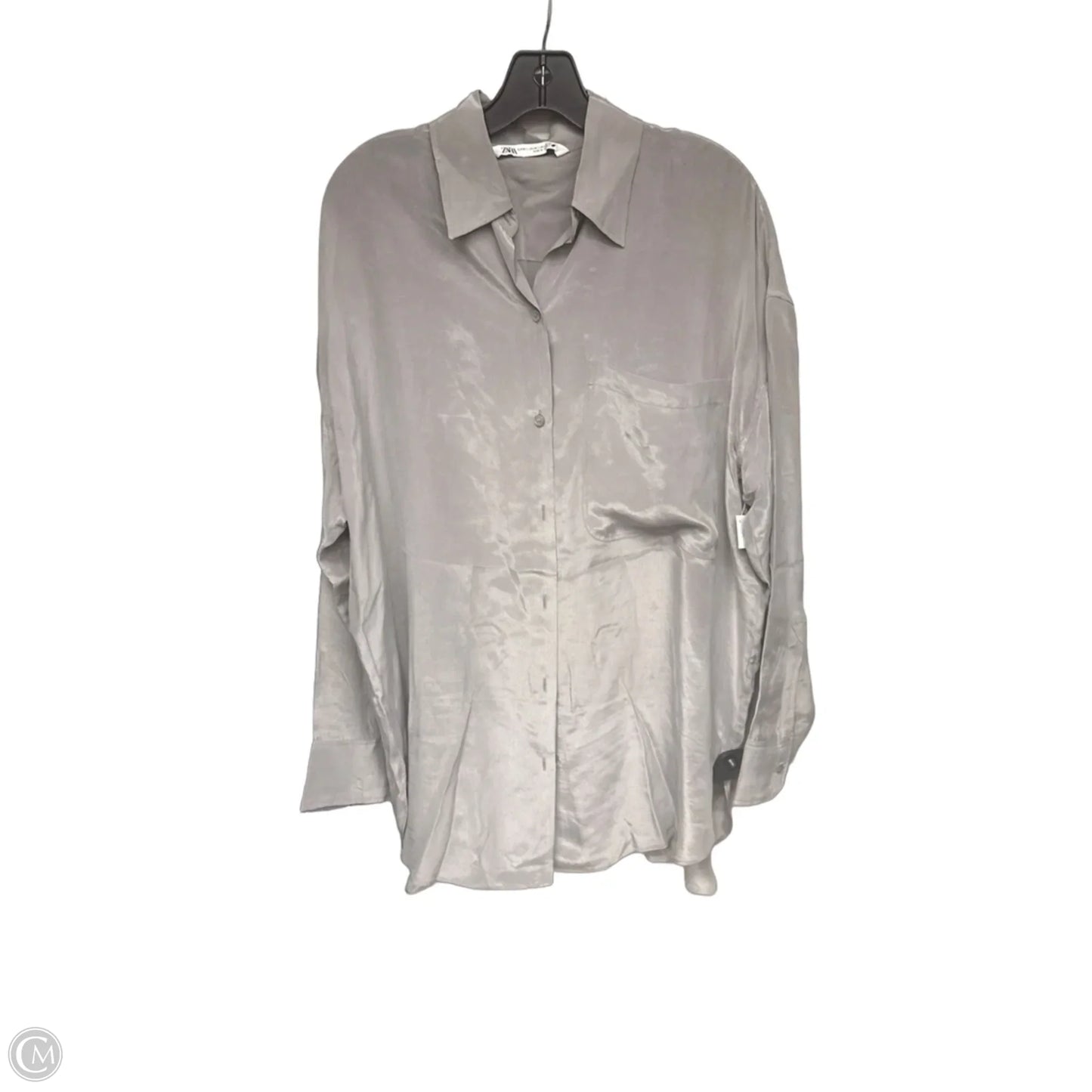 Top Long Sleeve By Zara In Grey, Size: M