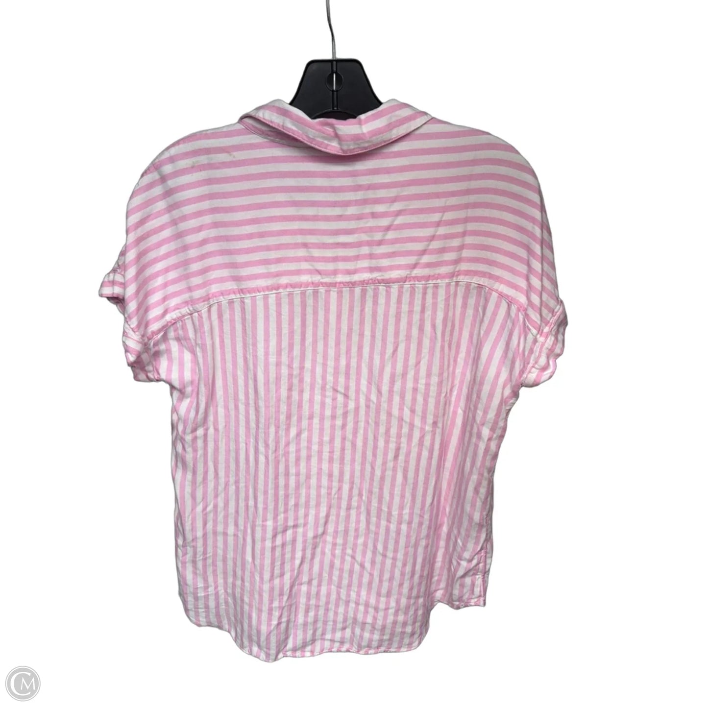 Top Short Sleeve By Beachlunchlounge In Pink & White, Size: S