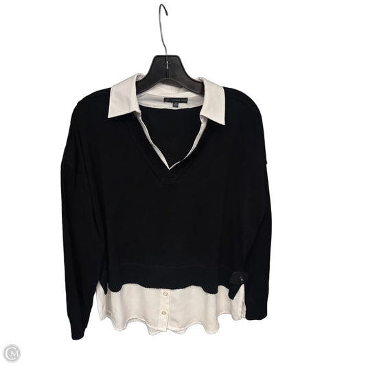 Top Long Sleeve By Adrianna Papell In Black & White, Size: M