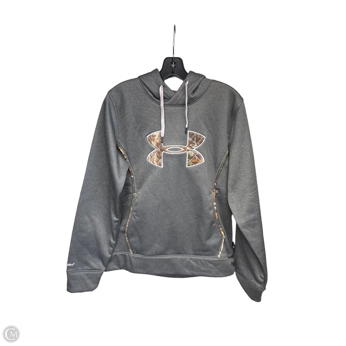 Athletic Sweatshirt Hoodie By Under Armour In Grey, Size: L