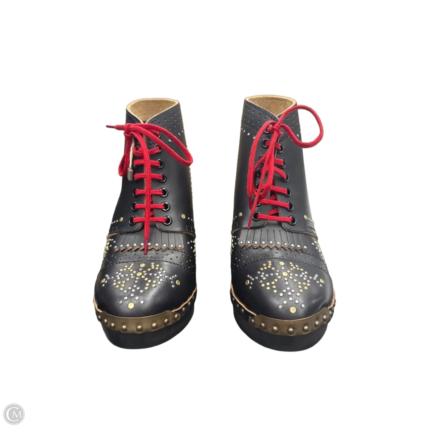 Boots Luxury Designer By Burberry In Black & Red, Size: 6