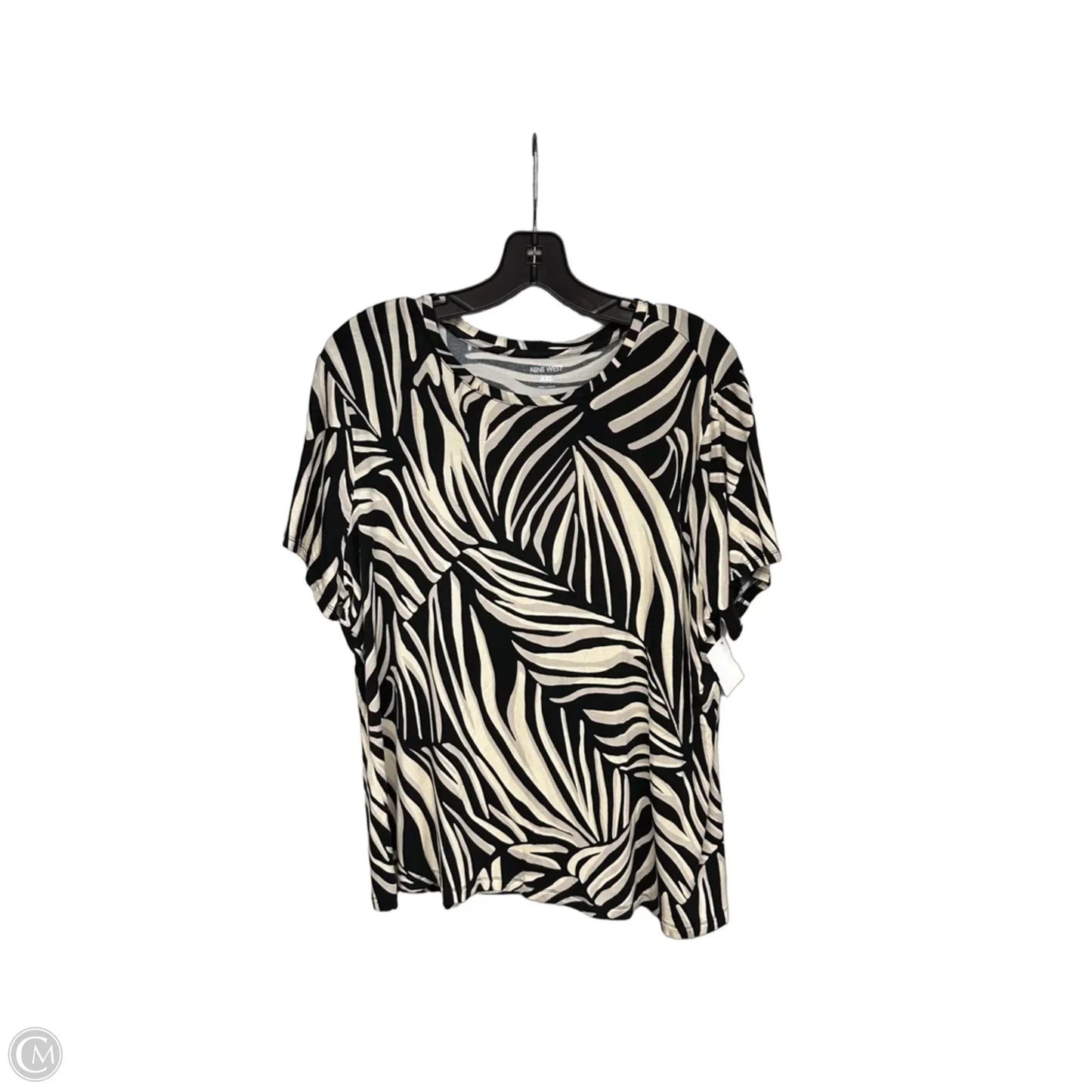 Top Short Sleeve Basic By Nine West In Black & Tan, Size: Xxl