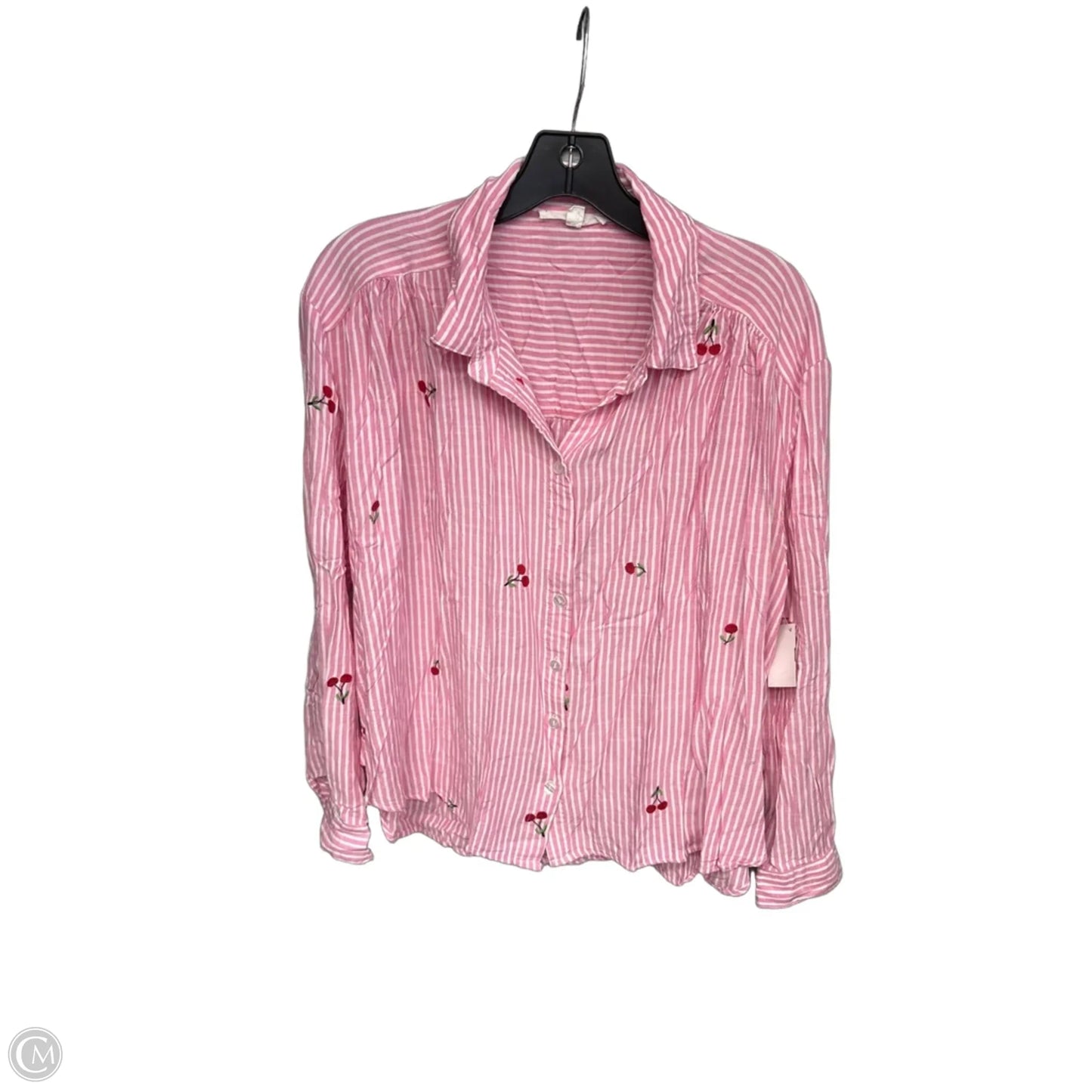 Top Long Sleeve By Jane And Delancey In Pink & White, Size: Xl