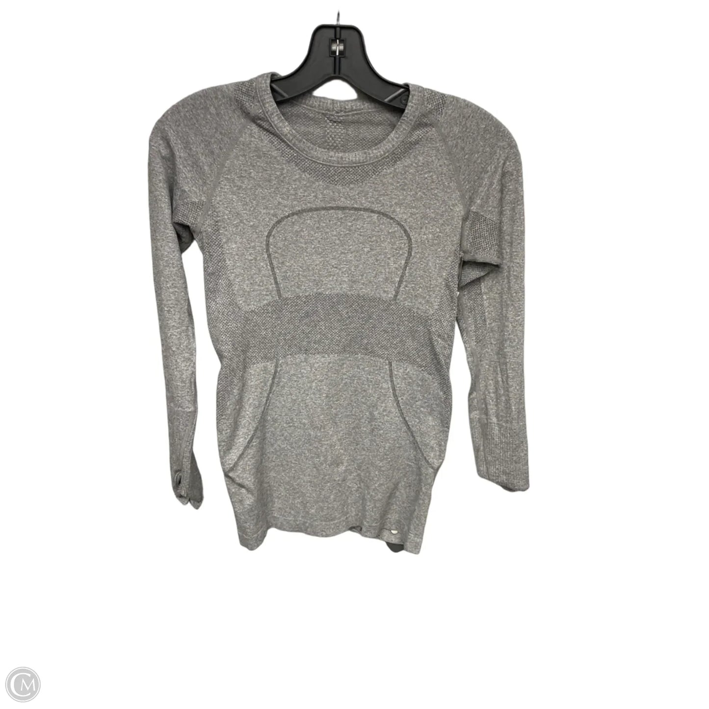 Athletic Top Long Sleeve Collar By Lululemon In Grey, Size: 4
