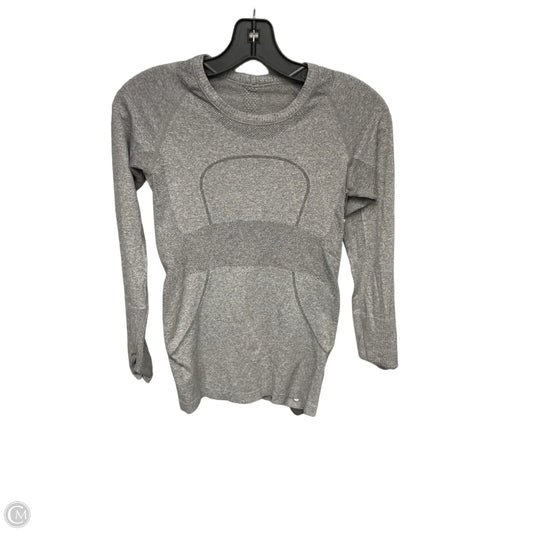 Athletic Top Long Sleeve Collar By Lululemon In Grey, Size: 4