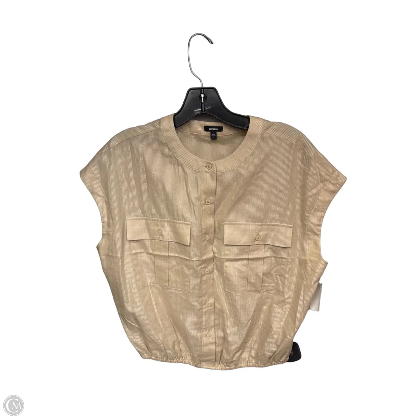 Top Short Sleeve By Express In Beige, Size: S