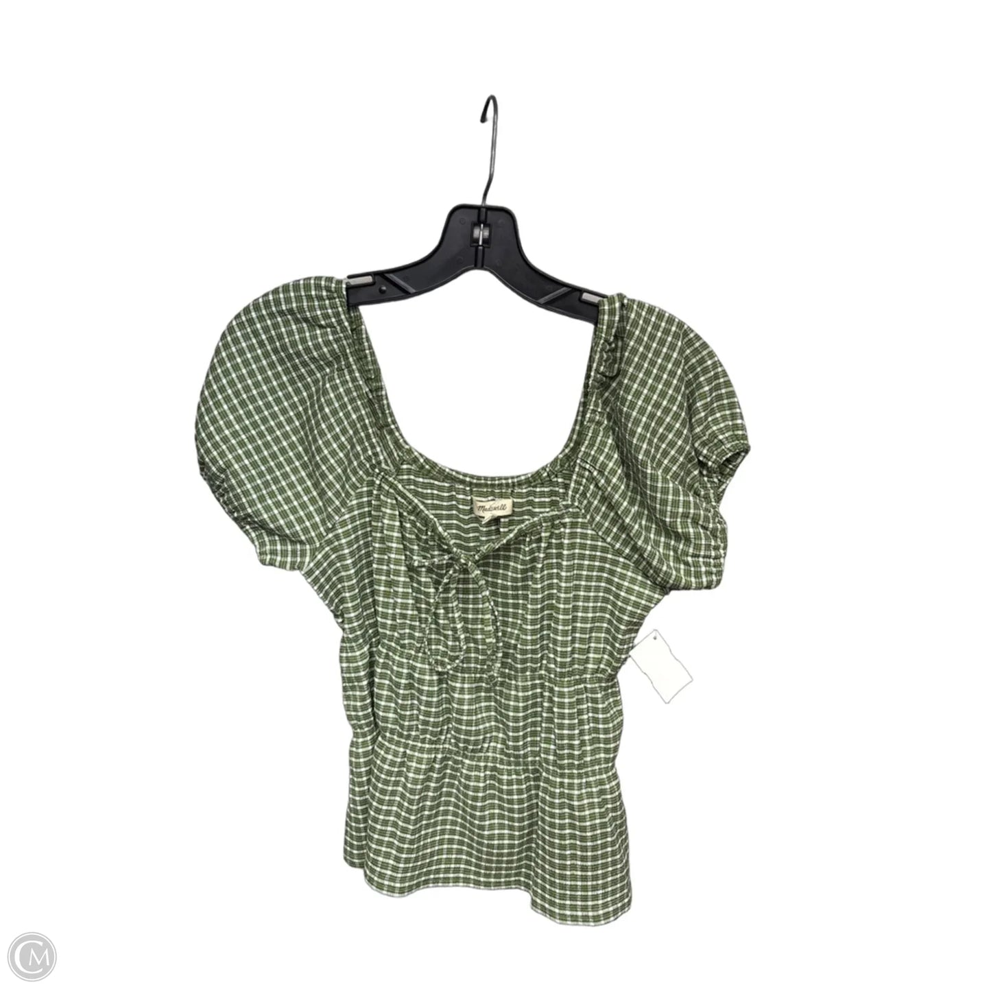 Top Short Sleeve By Madewell In Green & White, Size: M