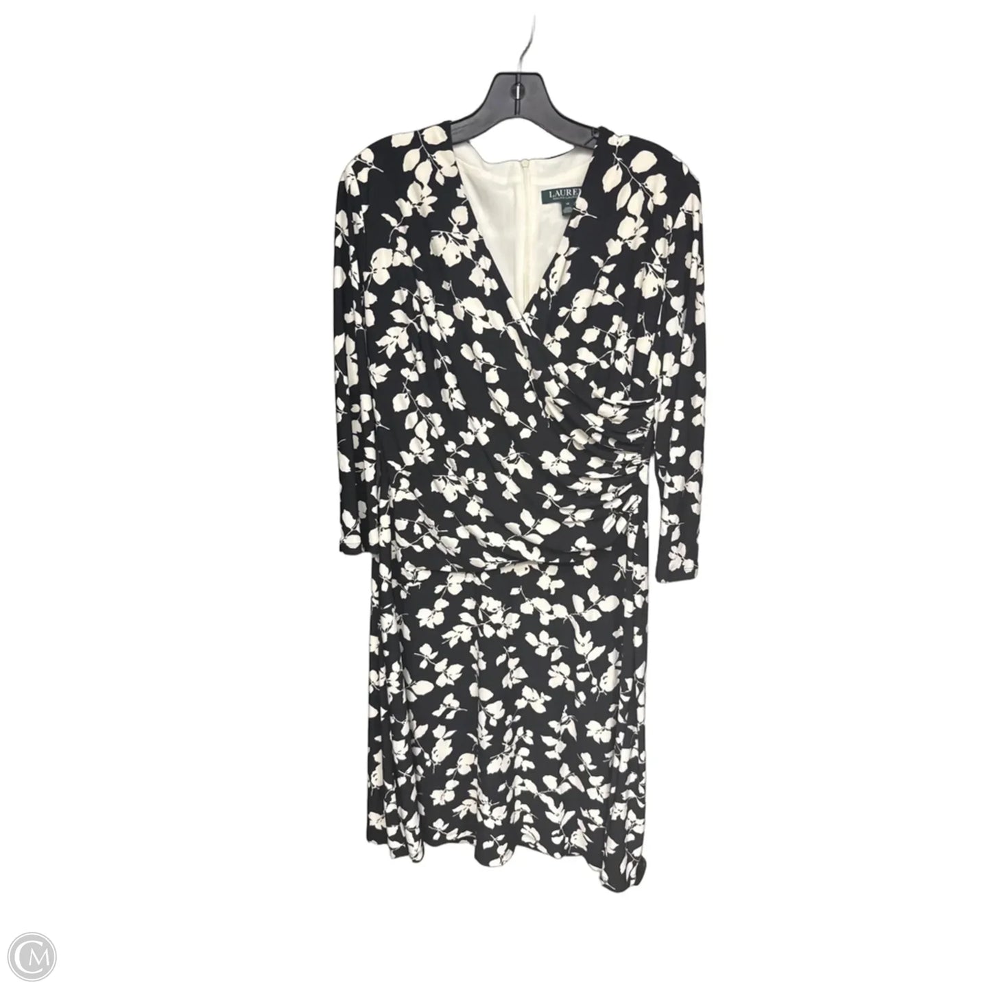 Dress Casual Midi By Lauren By Ralph Lauren In Black & White, Size: 14