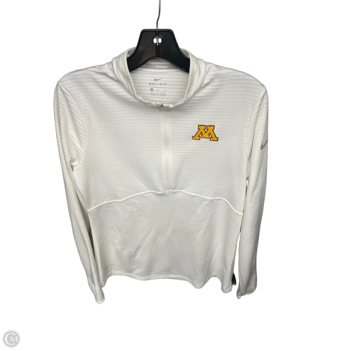 Athletic Top Long Sleeve Collar By Nike Apparel In White, Size: M