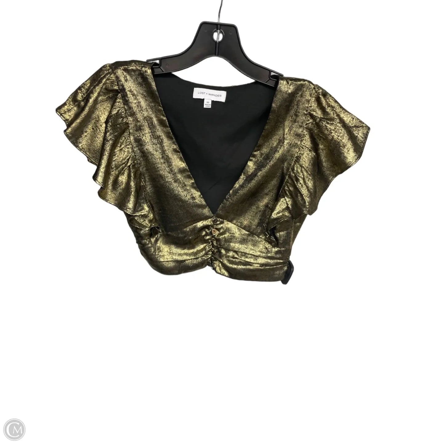 Top Short Sleeve By Clothes Mentor In Gold, Size: Xs
