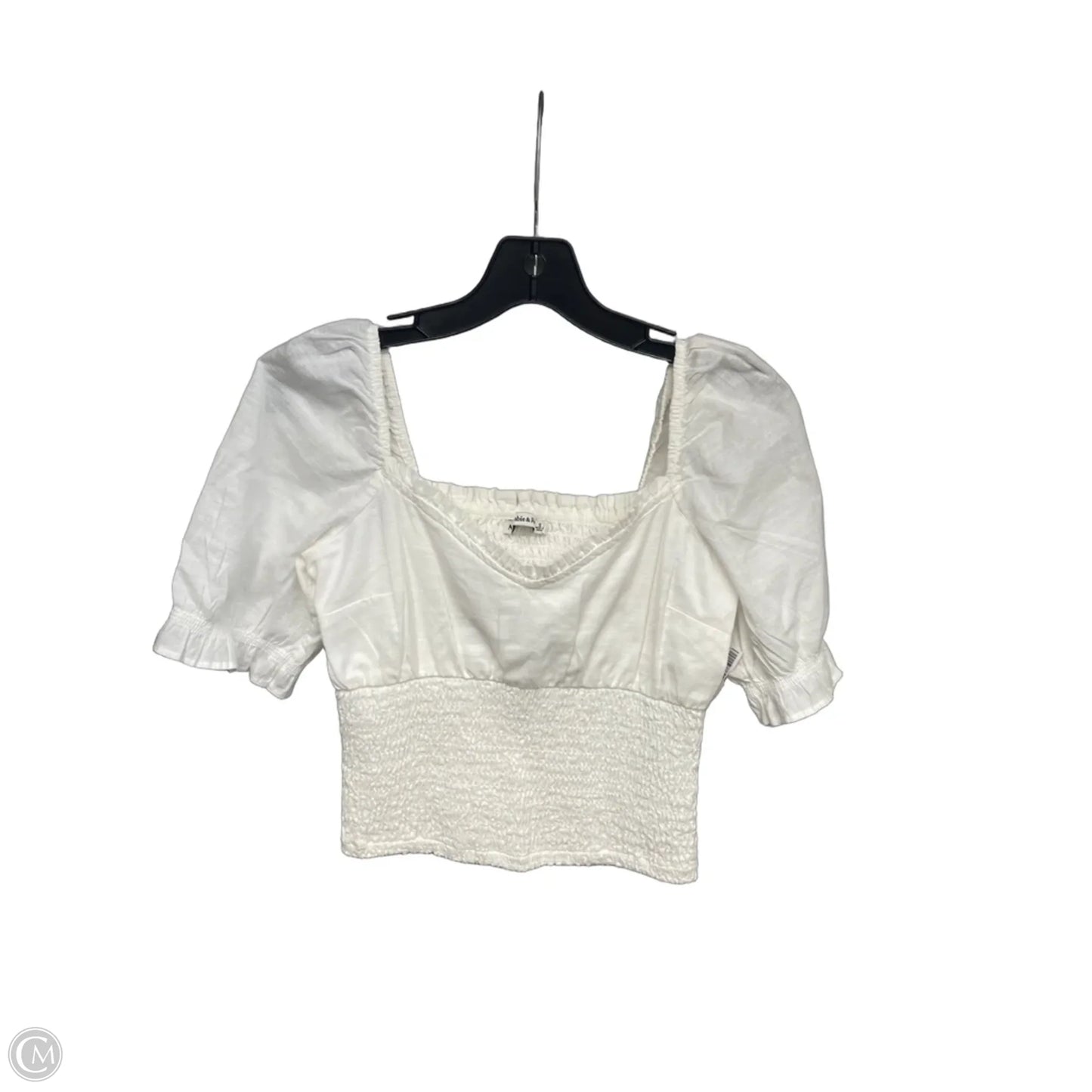Top Short Sleeve By Abercrombie And Fitch In Ivory, Size: S