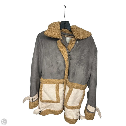 Jacket Faux Fur & Sherpa By Asos In Brown, Size: 6