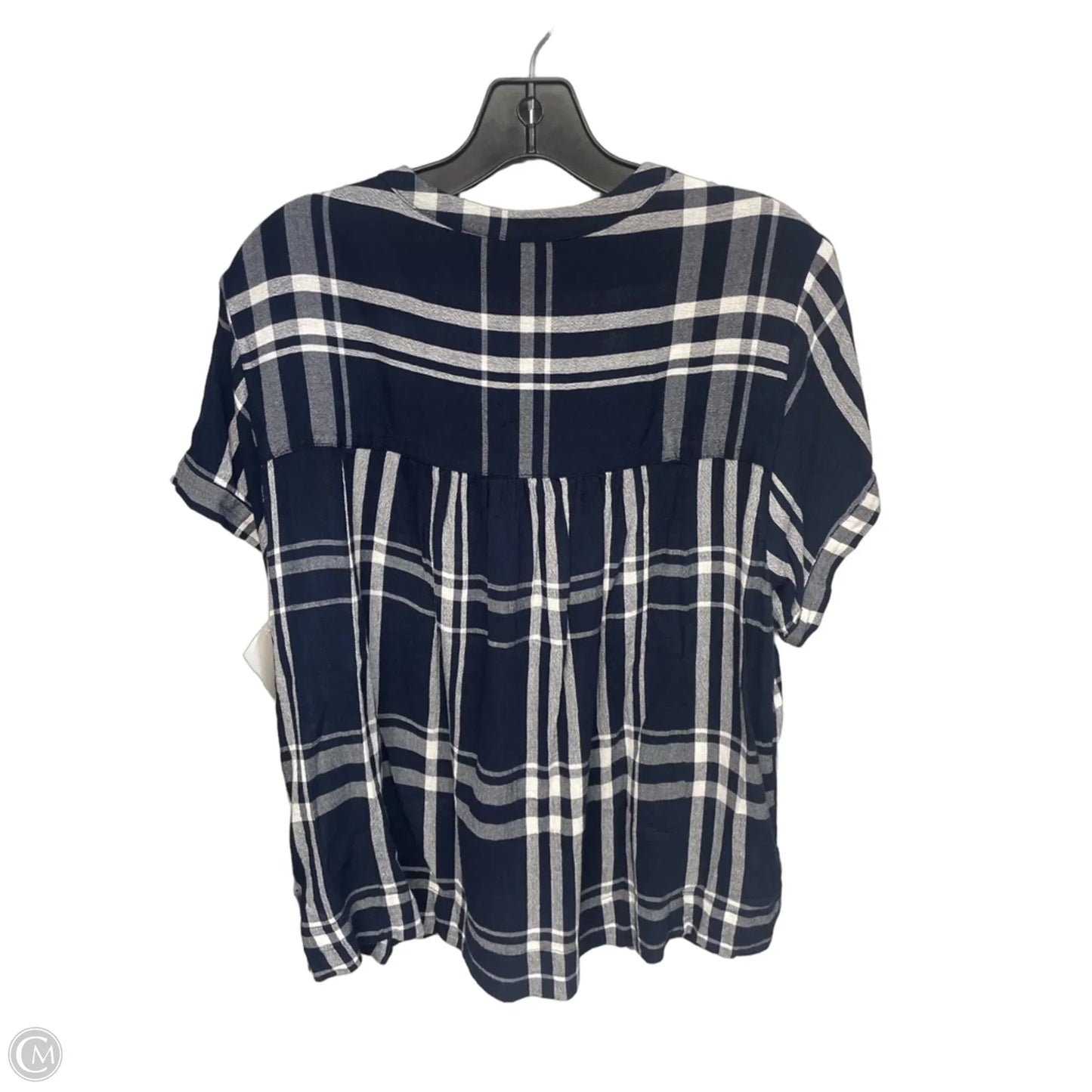 Top Short Sleeve By Lucky Brand In Blue & White, Size: M