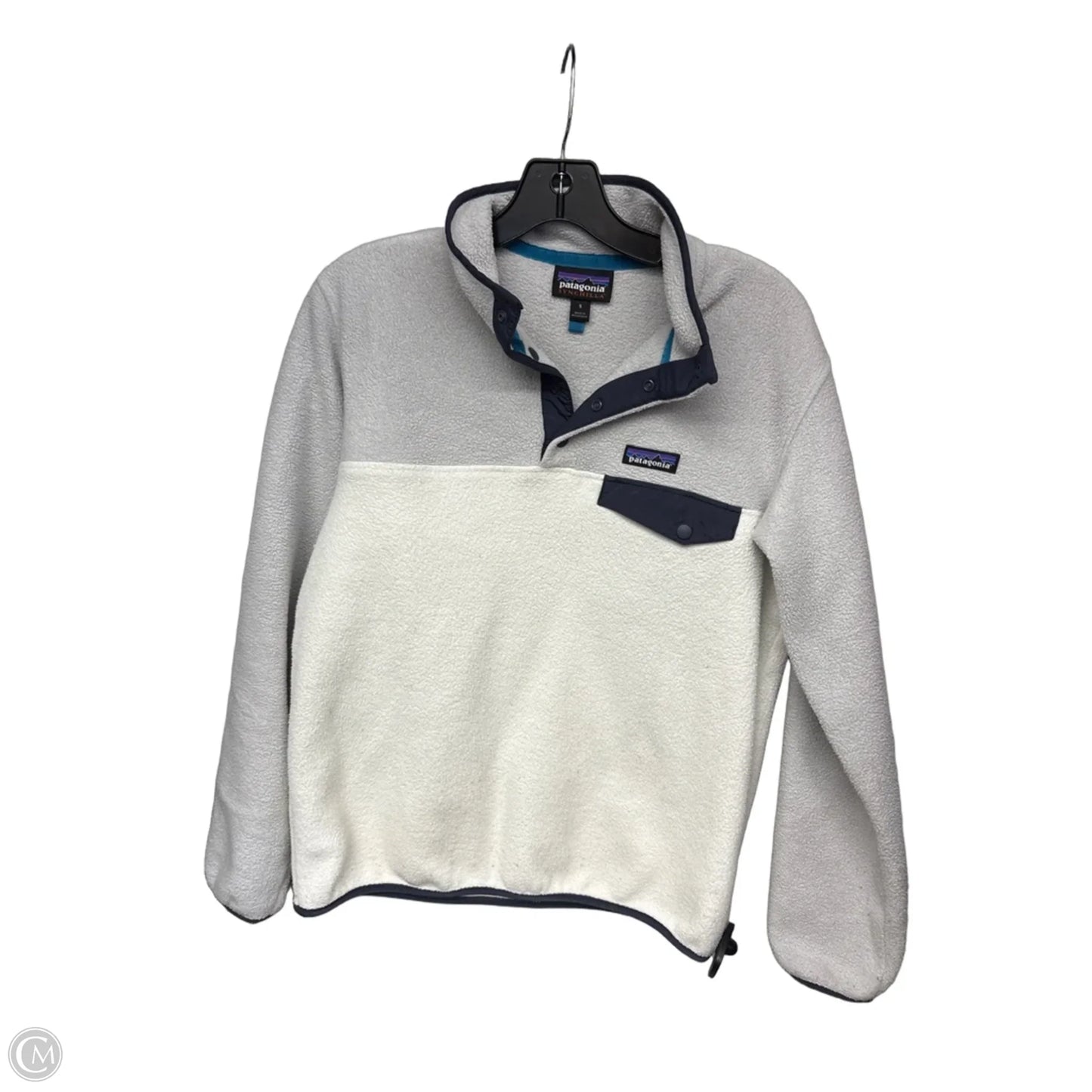 Jacket Fleece By Patagonia In Grey & White, Size: S