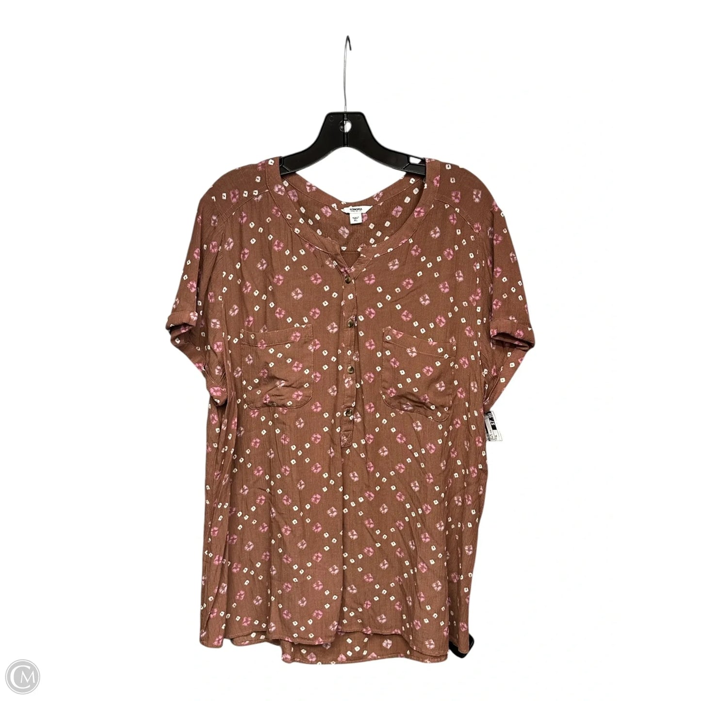 Top Short Sleeve By Sonoma In Brown & Pink, Size: Xl
