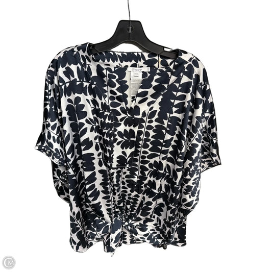 Top Short Sleeve By Chicos In Blue & White, Size: 10