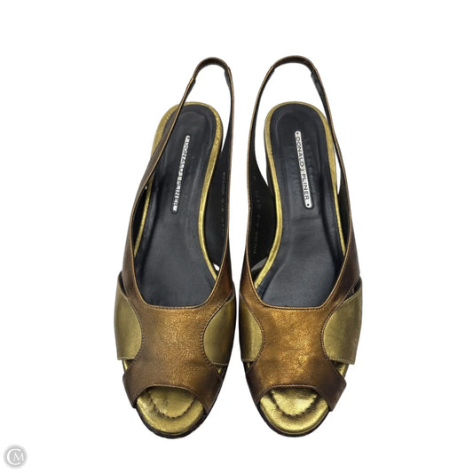 Sandals Heels Wedge By Donald Pliner In Bronze, Size: 10