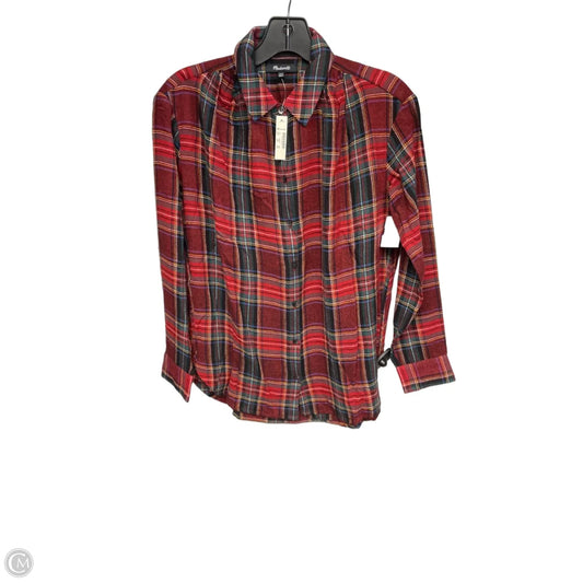 Top Long Sleeve By Madewell In Plaid Pattern, Size: Xxs