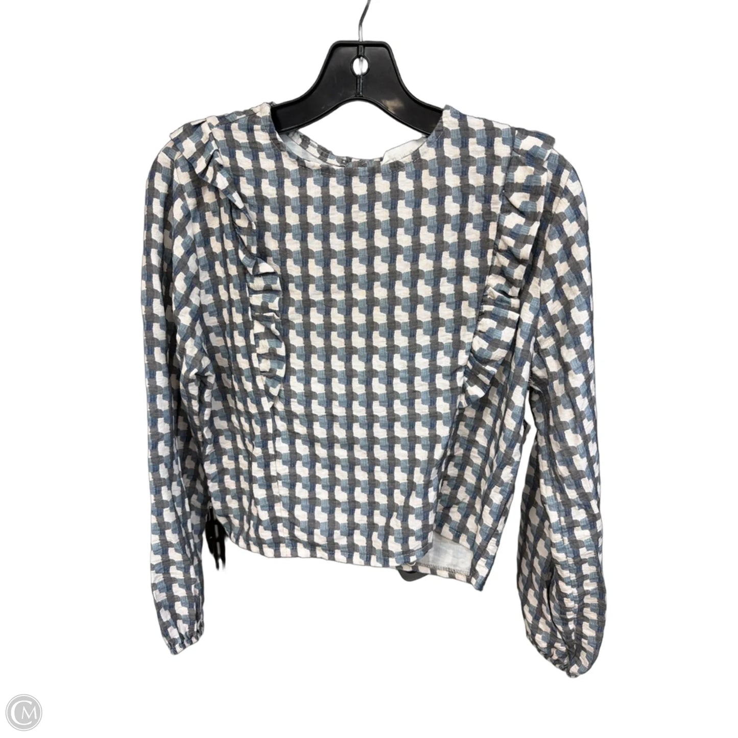 Top Long Sleeve By Clothes Mentor In Blue & White, Size: S