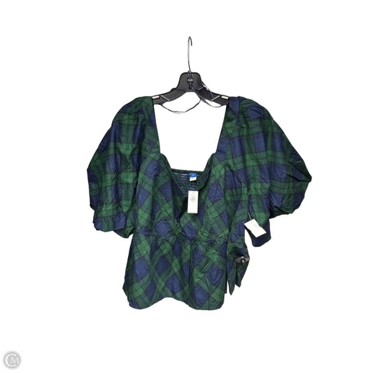 Top Short Sleeve By Old Navy In Plaid Pattern, Size: 3x