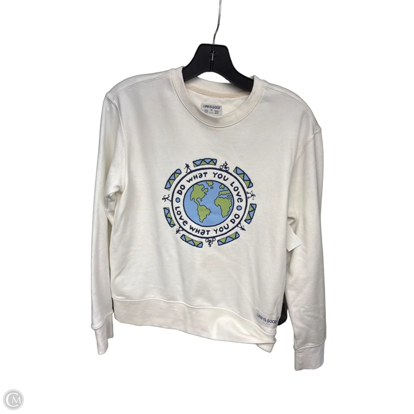 Top Long Sleeve By Life Is Good In White, Size: Xs