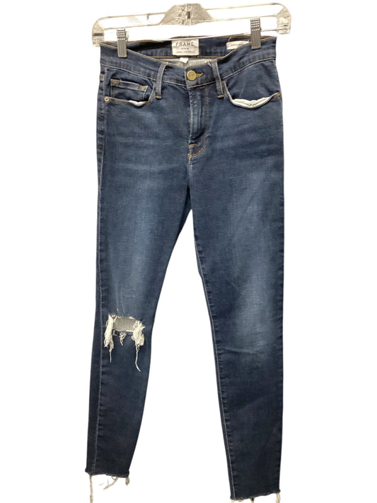 Jeans Skinny By Frame In Blue Denim, Size: 4