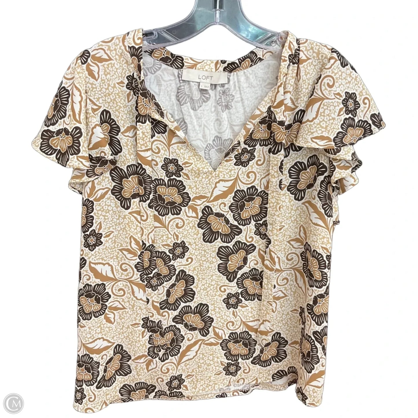 Top Short Sleeve By Loft In Brown, Size: S