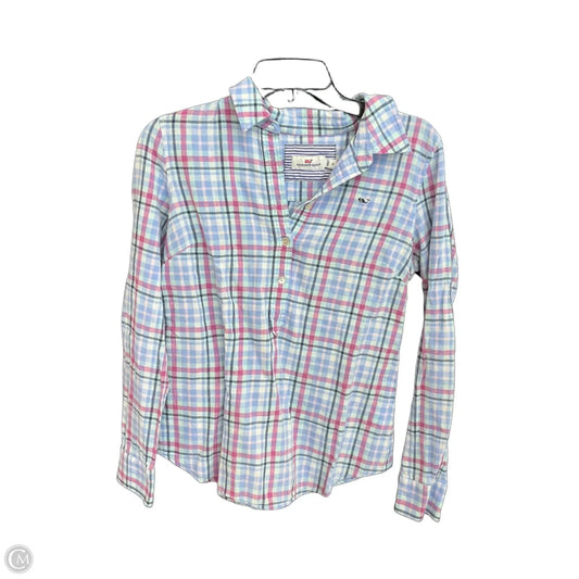 Top Long Sleeve By Vineyard Vines In Plaid Pattern, Size: S