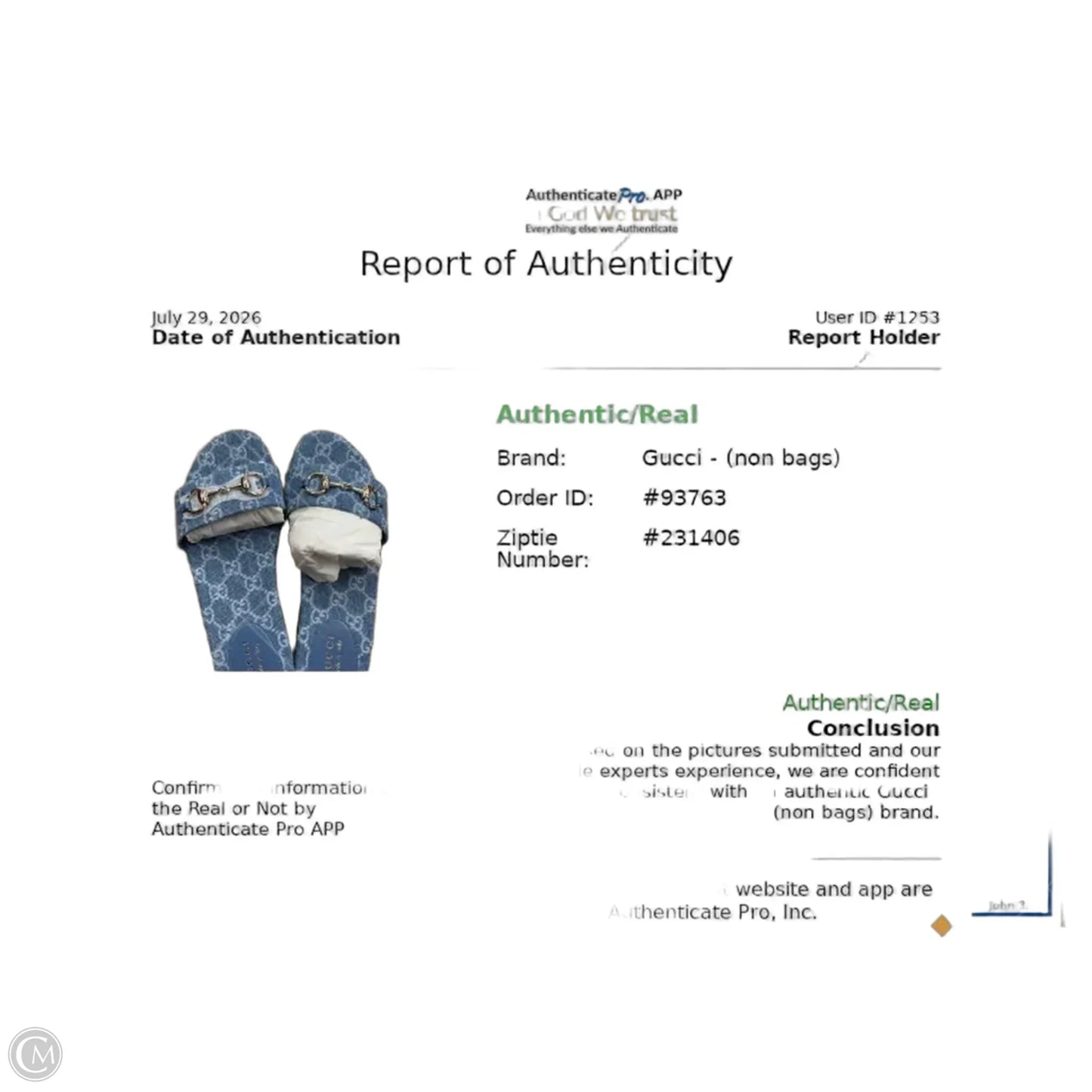 Sandals Luxury Designer By Gucci In Blue Denim, Size: 8