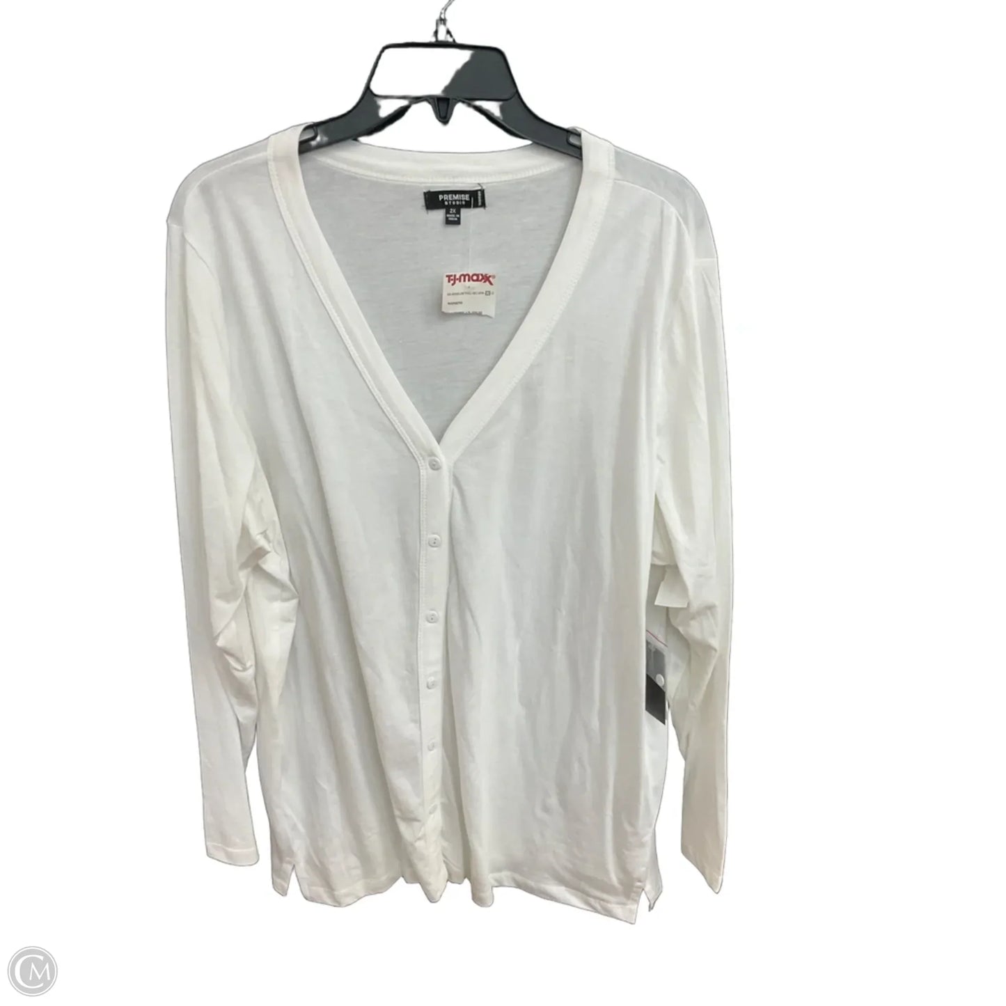 Top Long Sleeve Basic By Premise In White, Size: 2x