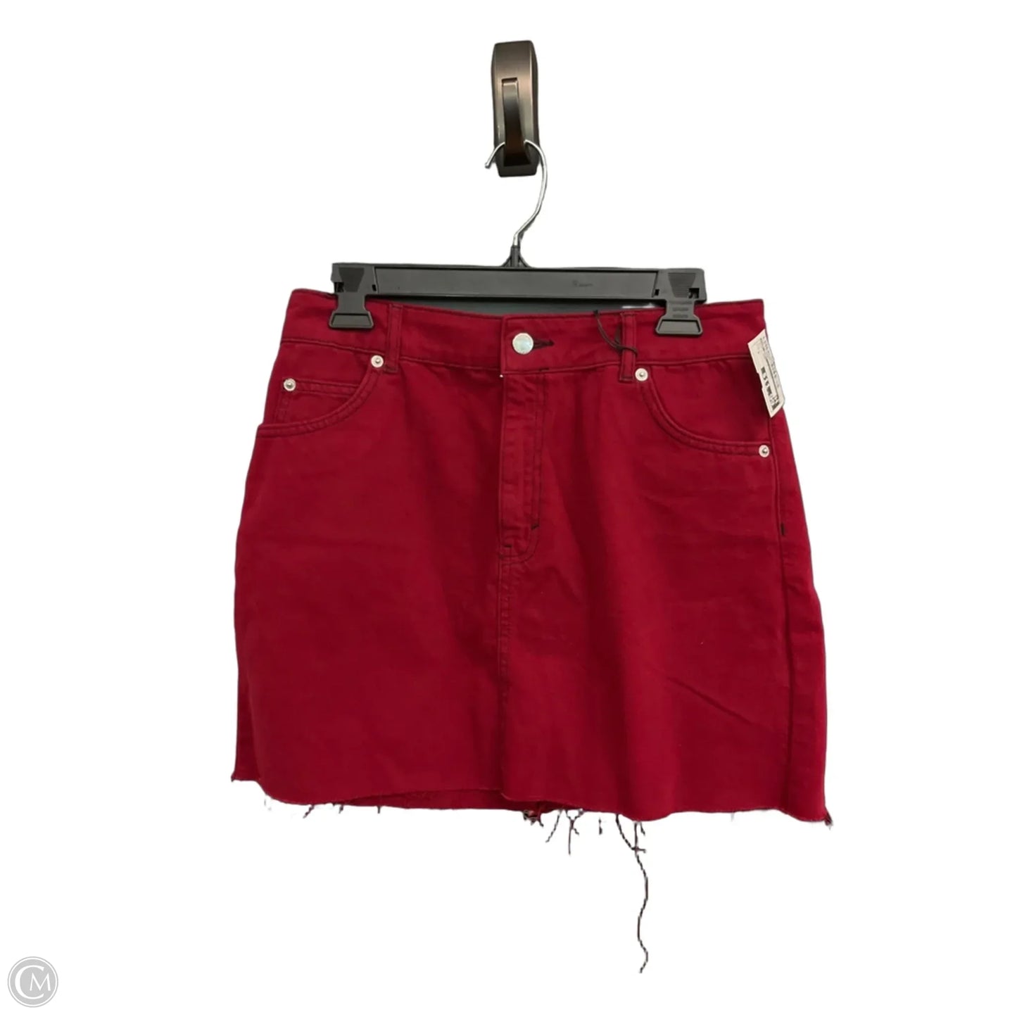 Skirt Mini & Short By Top Shop In Red Denim, Size: 8