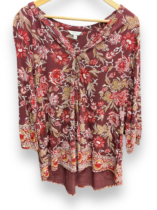 Top Long Sleeve By Lucky Brand In Floral, Size: 1x