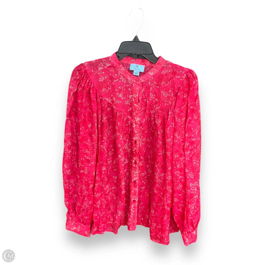Blouse Long Sleeve By Cece In Pink, Size: L