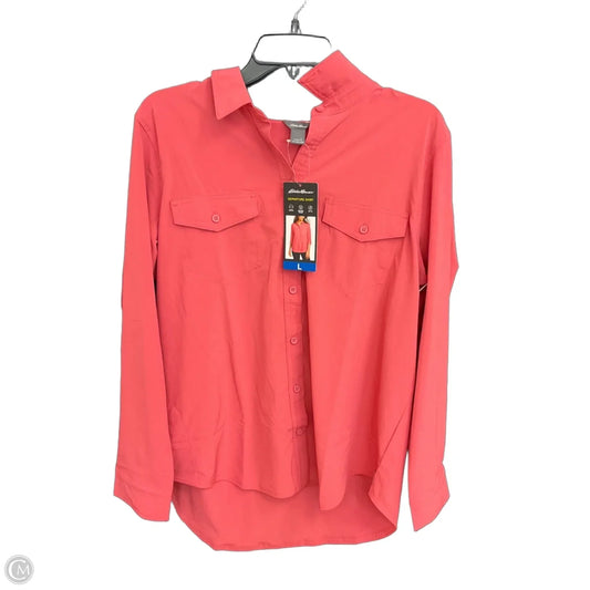 Blouse Long Sleeve By Eddie Bauer In Red, Size: L
