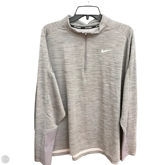 Athletic Top Long Sleeve Collar By Nike Apparel In Grey, Size: 3x
