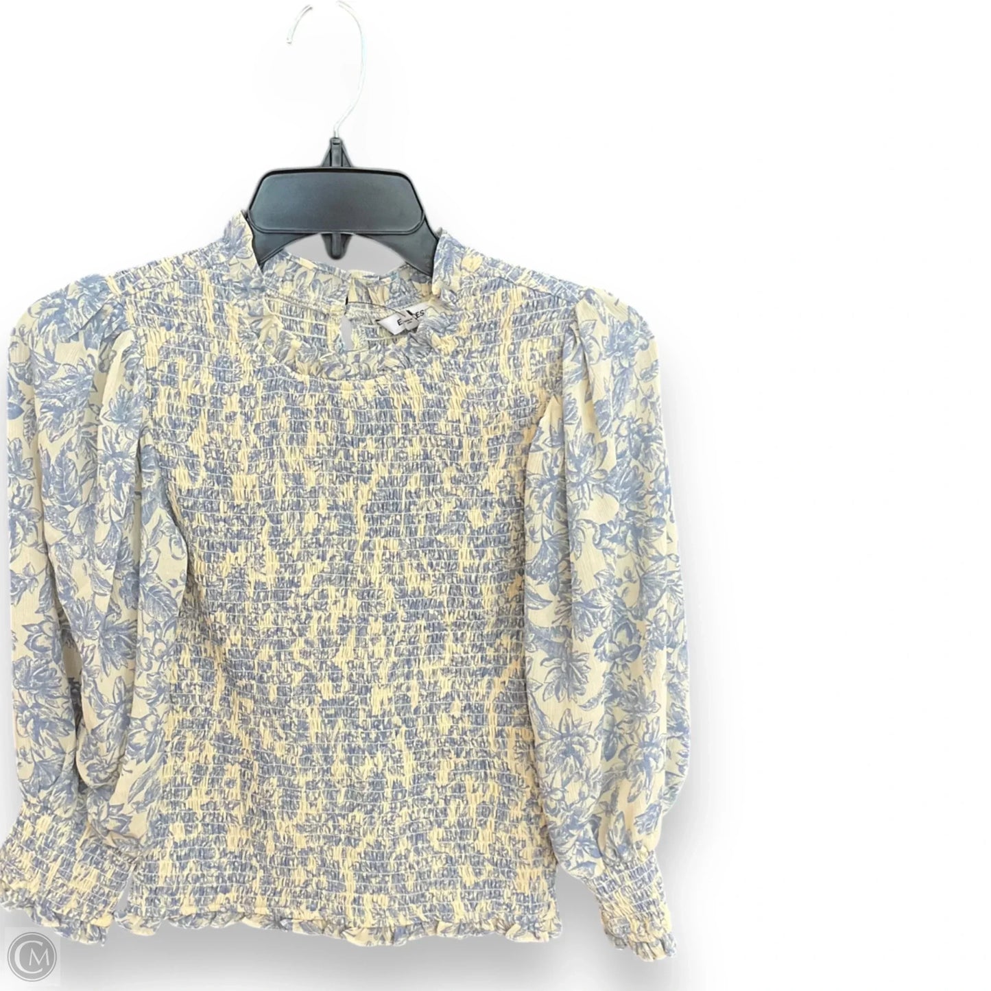 Top Long Sleeve By Express In Blue & Cream, Size: Xs