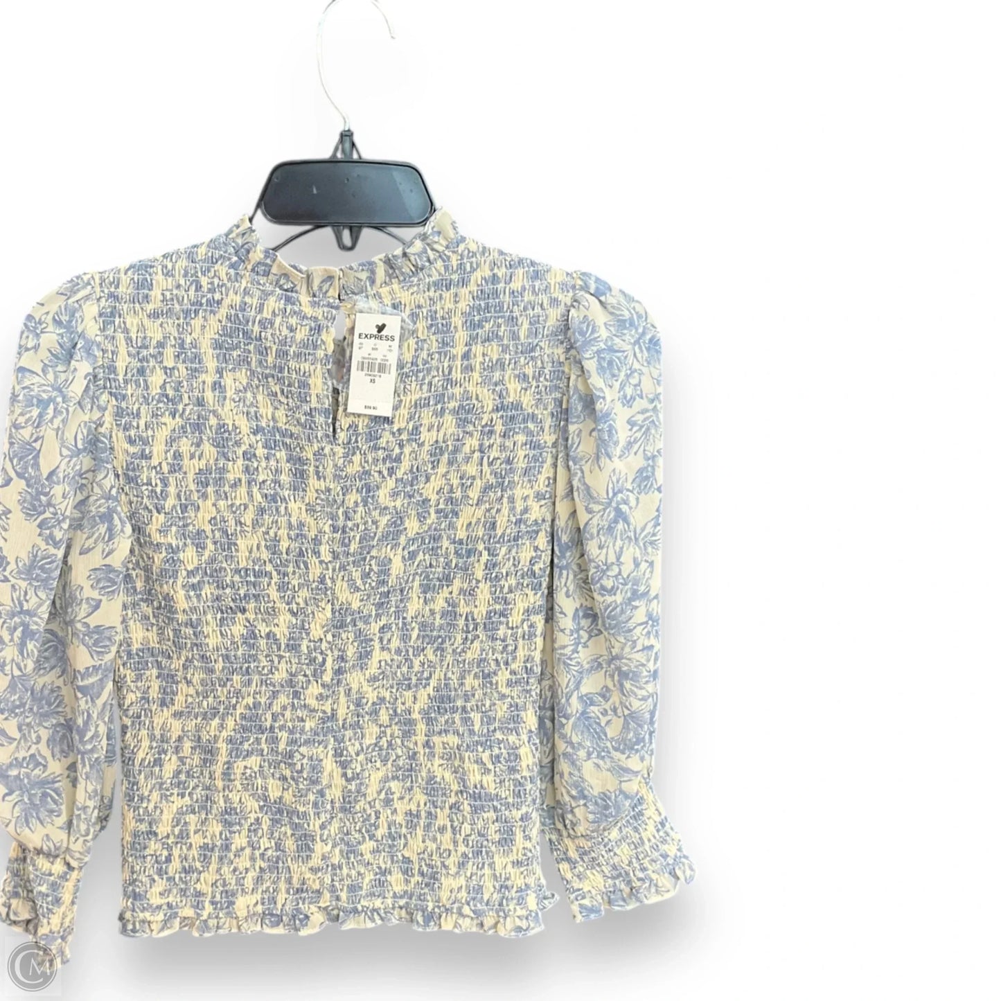 Top Long Sleeve By Express In Blue & Cream, Size: Xs