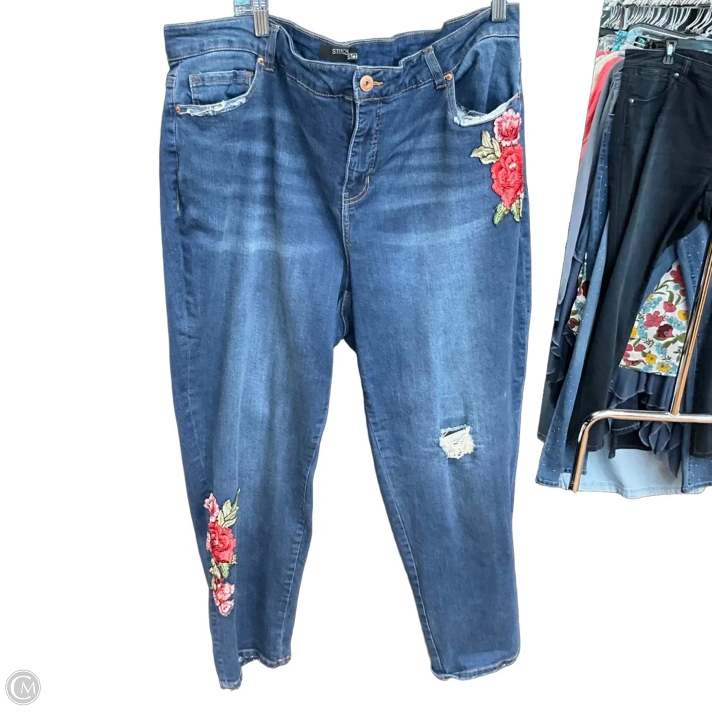 Jeans Straight By Stitch Star In Blue Denim, Size: 20